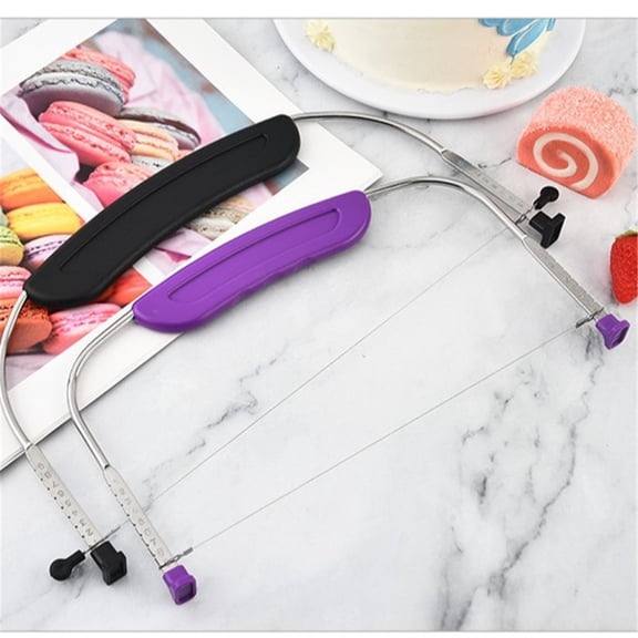 Purple+Black Cake Cutter Slicer Leveler, Premium Food Grade Stainless Steel Cake Leveler & Slicer, Adjustable Cake Leveler for Leveling and Molding Professional Baking Tool 2pcs