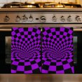 thumbnail image 1 of Purple Black Checkered Kitchen Towels Set of 4, Modern Abstract Art Absorbent Dish Towels for Kitchen, Microfiber Hand Towel, Quick Drying Tea Towel for Cleaning Decorative Dishcloths, 1 of 7