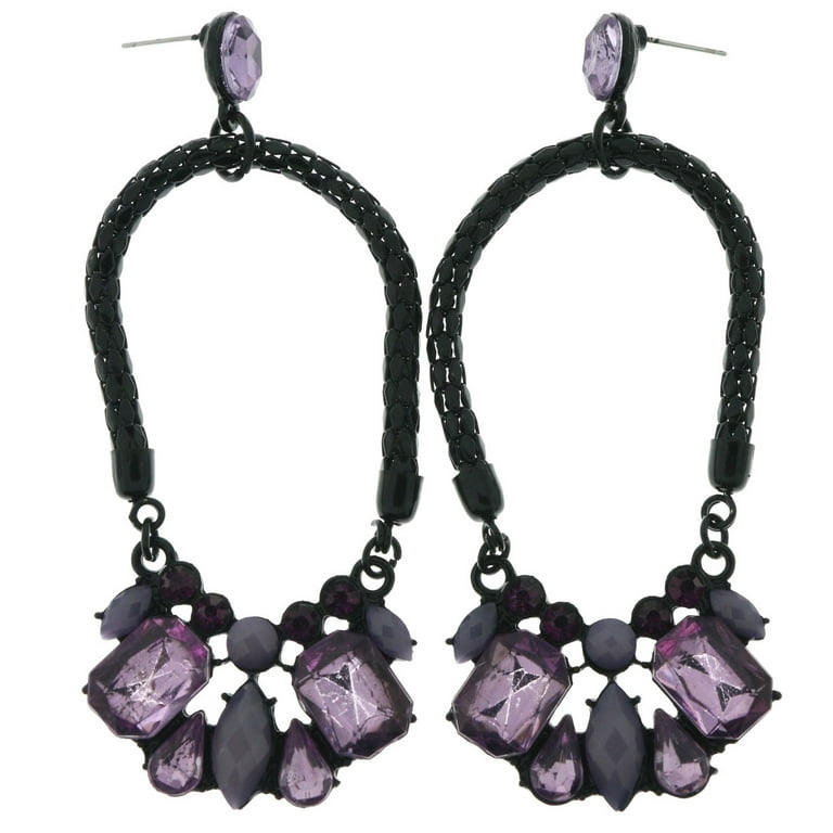 【BLACKPURPLE】[BLACKLABEL] Tiamo Love Crystal Earring Amazon.com: KZZENKI Purple and Black Earrings for Women Men