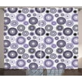 thumbnail image 1 of Ambesonne Purple Black Curtains 2 Panel Set, Mandala, 108" x 84", Violet Black White, 1 of 3