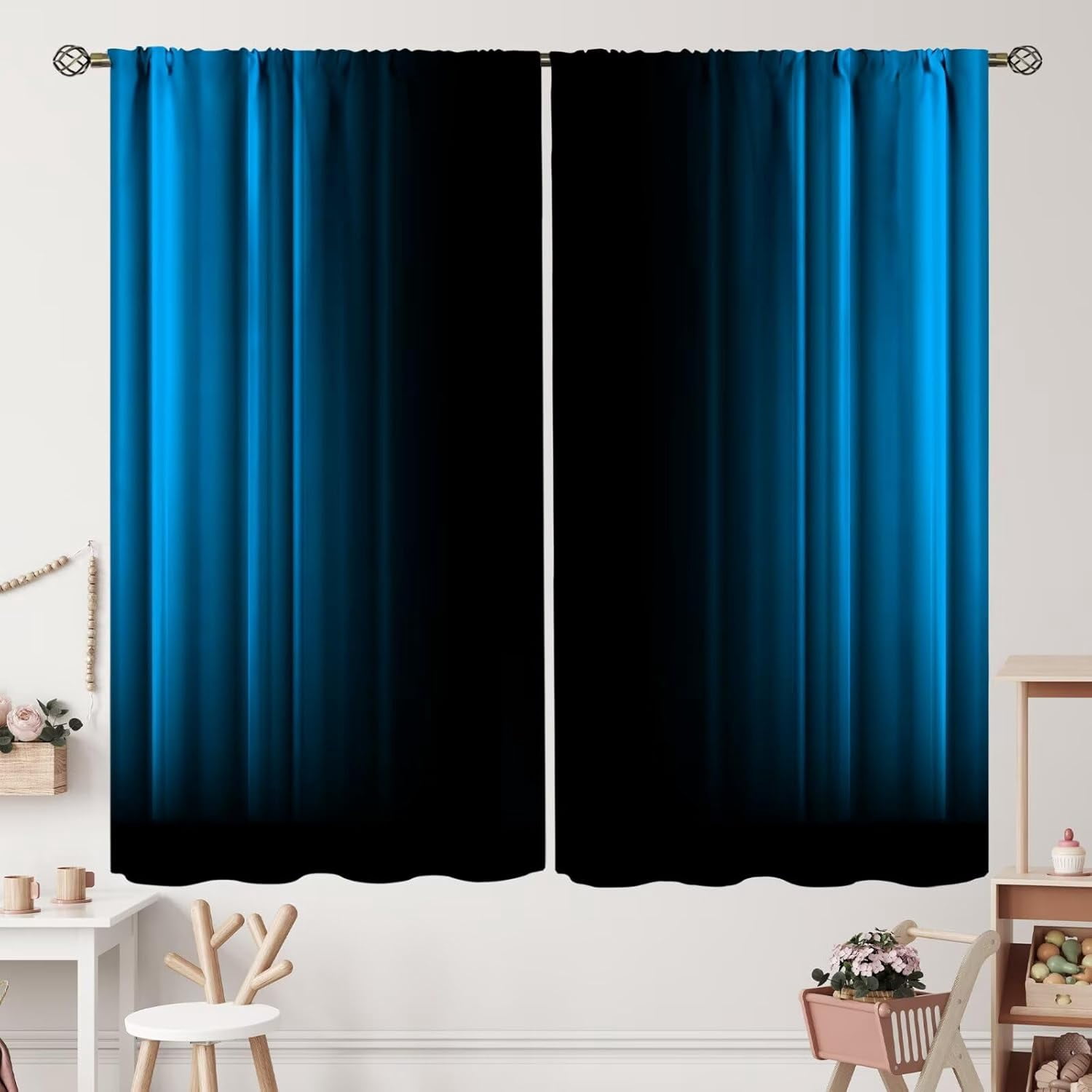 Purple and Black Curtains Funny Striped Ombre Elegant Design Bright Solid Dark Abstract Gradient Blackout Rod Pocket Curtains for Bedroom Living Room Kitchen Window Drapes 2 Panel Set 42x54 Inch