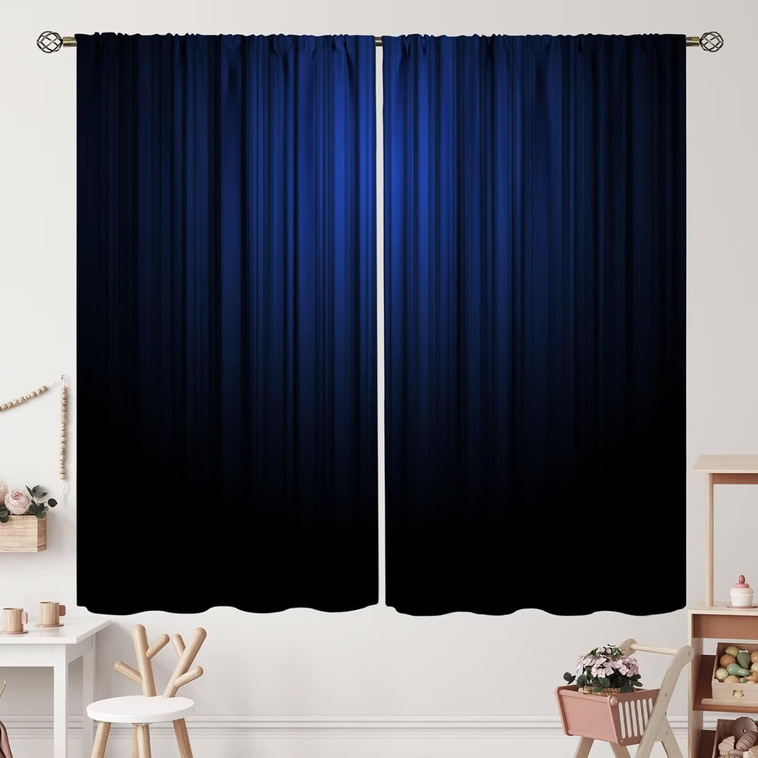 Purple and Black Curtains Funny Striped Ombre Elegant Design Bright Solid Dark Abstract Gradient Blackout Rod Pocket Curtains for Bedroom Living Room Kitchen Window Drapes 2 Panel Set 52x84 Inch