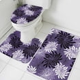 thumbnail image 1 of Purple Black Floral Bathroom Rugs Set Vintage White Black Flower Purple Non Slip Absorbent Soft Bath Mats 3 Piece Set with Bathroom Rug, U-Shaped Floor Mat, Toilet Seat Cover Small Size, 1 of 9