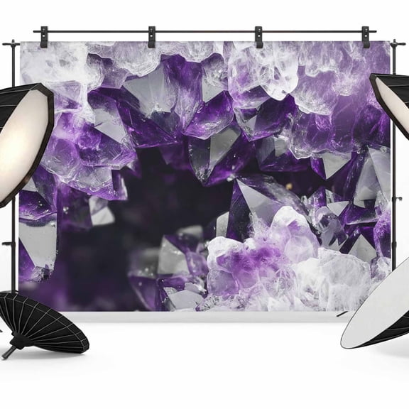 Purple Black Geometric Backdrop for Photoshoot,Photography Photo Studio Background Wall Backdrop,Modern Abstract Crystals Artwork Back Drop Banner Panel for Portraits Wedding Live Streaming 8x6Ft