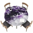 thumbnail image 1 of Purple Black Geometric Fitted Tablecloth with Elastic Edged, Round Table Cloth for Dining Table, Modern Abstract Crystals Artwork Waterproof Oil Proof Table Cover for Indoor Outdoor 45"-54", 1 of 8