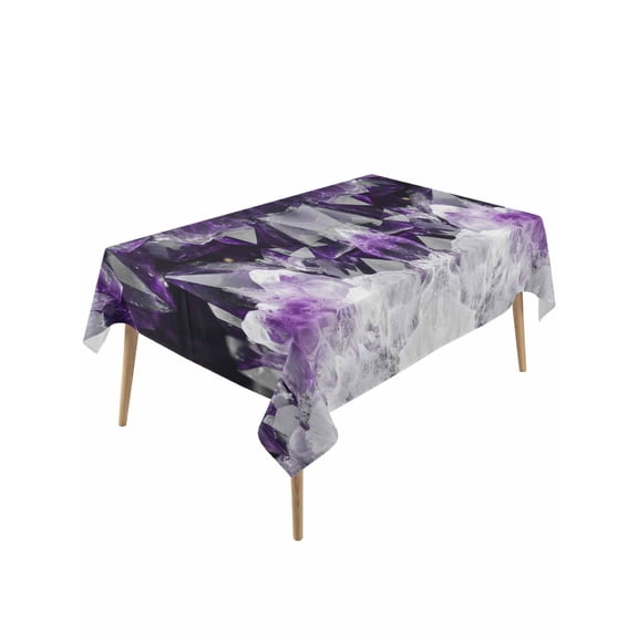 Purple Black Geometric Table Cloth, Waterproof Tablecloth for Rectangle Tables, Modern Abstract Crystals Artwork Reusable Washable Fabric Table Cover for Restaurant Kitchen Dining Tables 54"x108"