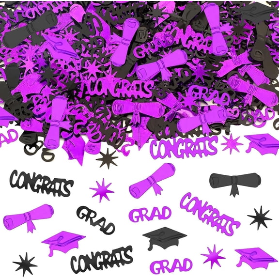 Purple and Black Graduation Decorations 2026 Graduation Confetti, Class of 2026 Confetti Congrats Grad Table Centerpiece for 2026 Graduation Theme Events Supplies Party Decorations