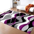 thumbnail image 1 of Purple Black Grey Wavy Stripes Area Rug, Modern White Moire Geometric Living Room Rugs, Indoor Non-Slip Kids Rugs, Breathable Durable Carpet For Front Entrance Floor Decor 2x3ft, 1 of 6