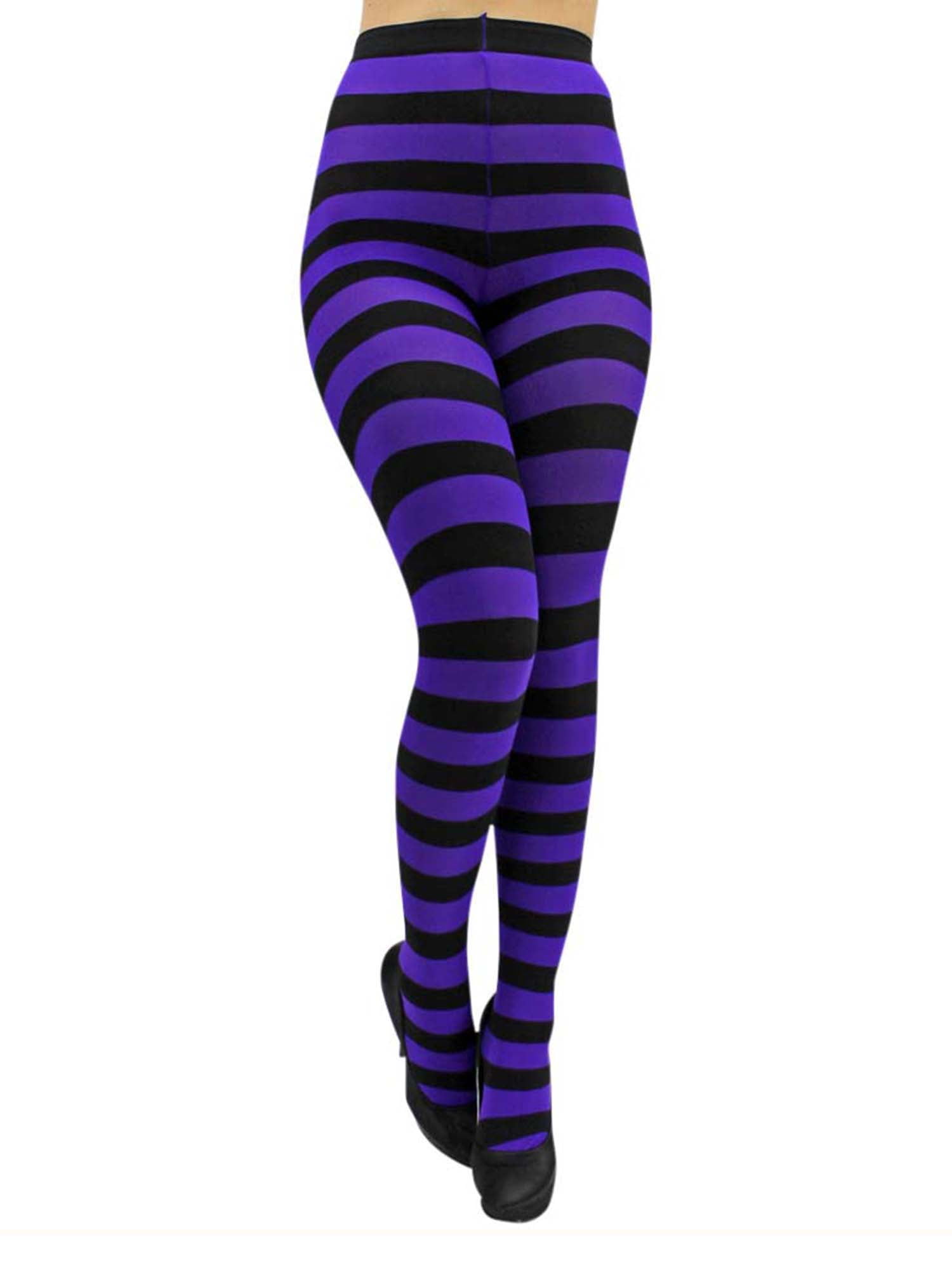 Purple & Black Horizontal Striped Tights