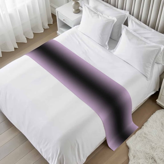 Purple Black Ombre Bed Runner Scarf Twin Size, Modern Gradient Abstract Art Luxury Bed Throw Runners & Scarves for Twin Full Queen King Foot of Beds, Bedroom Hotel Wedding Room Decoration, 71"x20"