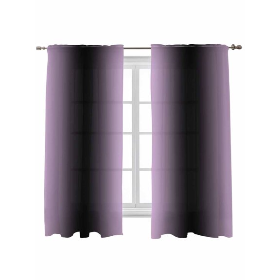 Purple Black Ombre Curtains 63 Inch Length, Sheer Curtains for Bedroom Living Room Window Modern Gradient Abstract Art Rod Pocket Voile Drapes Kitchen Curtains Small Half Window 42"x63" 2 Panels