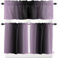 thumbnail image 1 of Purple Black Ombre Kitchen Curtains and Valances Set, Rod Pocket Curtains Tier Farmhouse Window Curtains 24 Inch Length, Contemporary Chic Abstract Art 3 Piece Kitchen Curtains Set, 1 of 6