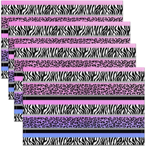 Purple Black Ombre Striped Placemats Set of 4 Geometric Circle Swirl Table Place Mats Retro Stripe Swirl Placemat for Kitchen Dining Table 18"x12" Abstract Art Indoor Outdoor Decor Table Mats