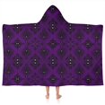 thumbnail image 1 of Purple Black Ornament Eye Pattern Hooded Bath Towel，50"x30" for Ages 3 To 12 Kids, Quick Dry Lightweight Soft Microfiber Hood Beach Towel Cover Up for Kids, 1 of 7