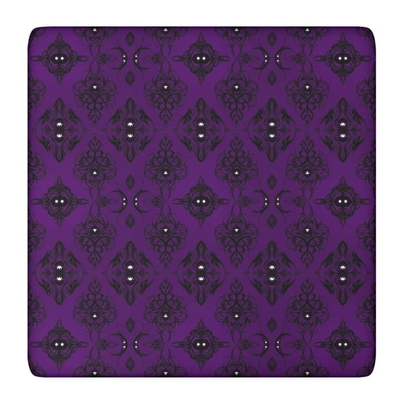 Purple Black Ornament Eye Pattern Square Fitted Tablecloth with Elastic Edge,Square Table Cover,Washable Elastic Table Cover for Home Kitchen Party Decor 36"x36"