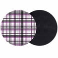 thumbnail image 1 of Purple Black Plaid Coasters Set of 2, Farmhouse Purple Black Checkered Absorbent Coasters for Drinks, Coaster for Bar Office Dining Coffee Table Accessories Decor, Non Slip Round Desk Coaster, 1 of 9