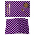 thumbnail image 1 of Purple Black Plaid Placemats Set of 4 Farmhouse Rustic Abstract Checkered Place Mats Indoor Wipeable Table Mats Washable Cloth Dining Table Placemats for Kitchen Holiday Party Home Decor 13x19 Inch, 1 of 9
