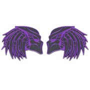 Purple/Black Right & Left Facing Predator Emblem Badge Set of 2 Auto Car Truck