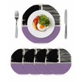 thumbnail image 1 of Purple Black Round 13 Inch Placemats Set of 4, Farmhouse Striped Modern Abstract Art HeatResistant Non Slip Place Mats for Dining Table, Wipeable Braided Kitchen Table Mats for Housewarming, 1 of 9