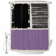 thumbnail image 1 of Purple Black Shower Curtain, Waterproof Shower Curtains for Bathroom, Farmhouse Striped Modern Abstract Art Washable Fabric Bathtub Curtain Set Bath Decor with 12 Hooks Stall 36"x72", 1 of 8