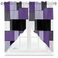 thumbnail image 1 of Purple Black Swag Curtain Valance for Windows, Geometric Abstract Color Block Patchwork Window Treatments Short Swag Topper for Kitchen Windows Bathroom Bedroom, 28"x36", 1 of 8