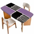 thumbnail image 1 of Purple Black Table Cloths for 4 Foot Rectangle Tables, Farmhouse Striped Modern Abstract Art Patio Waterproof Elastic Fitted Tablecloths, Washable Rectangular Table Cover for Camping, 1 of 8
