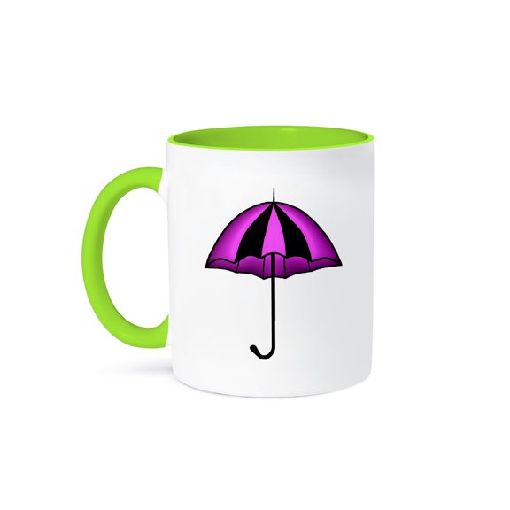 3drose, Purple Black Umbrella Vector Illustration, 11oz Two-tone Green Mug