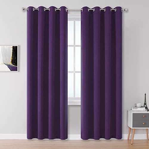 Purple Blackout Curtains 84 Inches Long 2 Panels Grommet Curtains for ...