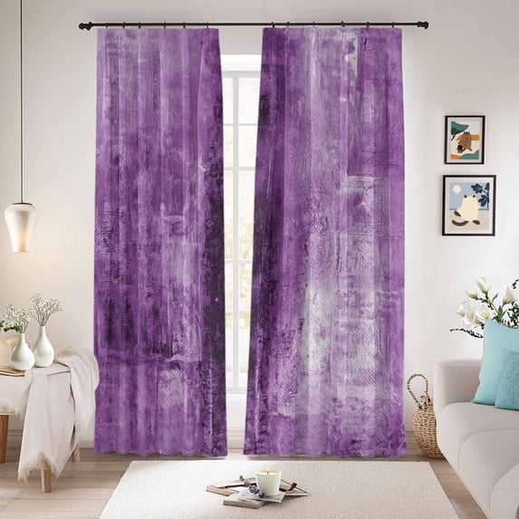 Purple Blackout Curtains for Bedroom/Living Room, Pinch Pleated Black Out Curtains, Retro Oil Painting Modern Abstract Art Aesthetics Room Darkening Window Drapes with Hooks 2 Panels, 59"x70"