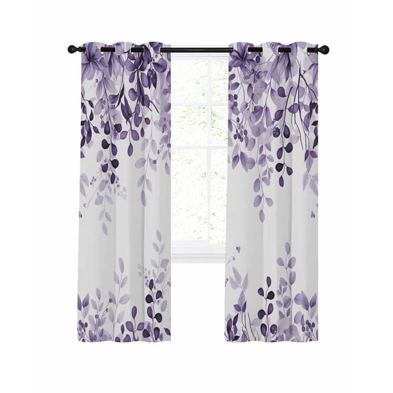 Purple Blackout Curtains, Light Blocking Print Window Curtains ...