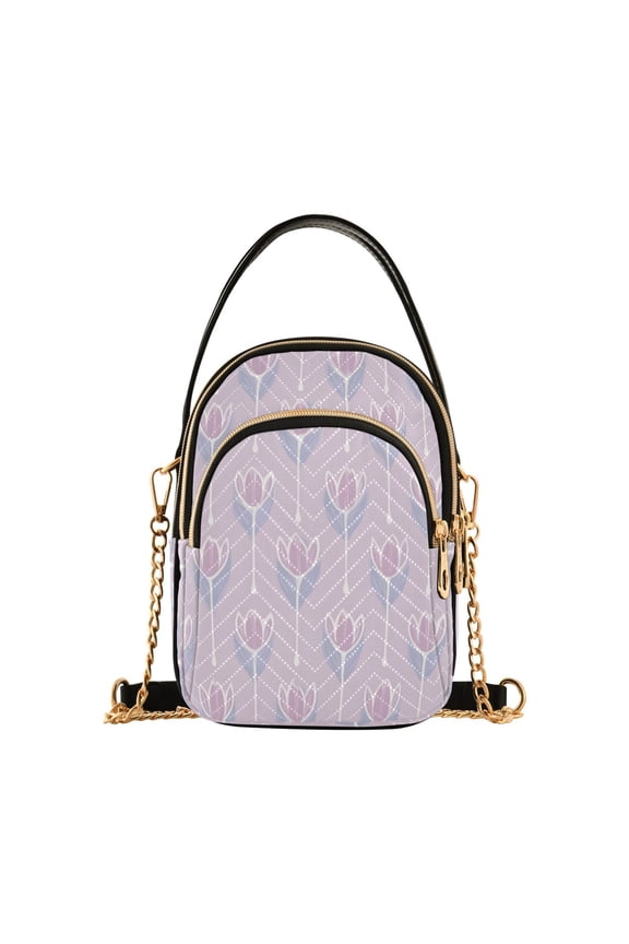 Purple Bloom Design Women's Crossbody Handbags Leather Crossbody Bags Fanny Pack Chest Bag for Travel