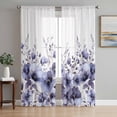 thumbnail image 1 of Purple Blooms Floral Sheer Curtains 84 Inch Length 2 Panels Set Window Treatments, Farmhouse Spring Flowers Botanical Rod Pocket Semi Curtains for Living Room/Bedroom/Kitchen Décor, 104"W x 84"L, 1 of 7