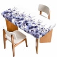 thumbnail image 1 of Purple Blooms Floral Table Cloths for 4 Foot Rectangle Tables, Farmhouse Spring Flowers Botanical Patio Waterproof Elastic Fitted Tablecloths, Washable Rectangular Table Cover for Camping, 1 of 8