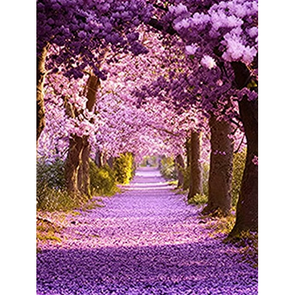 Purple Blossom Path Decorative Painting/Canvas Art Perfect for Living Room Bedroom Office Dining Room Hallway Study Dorm Room Apartment Home Decor and Relaxation Space.