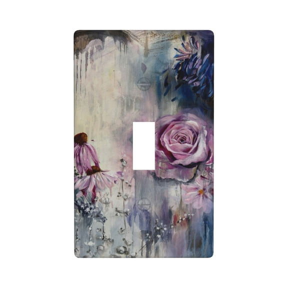 Purple Blossoms Light Switch Cover Plates Single Toggle Wall Plate, Decorative 1-Gang Christmas Decor Lightswitch Cover