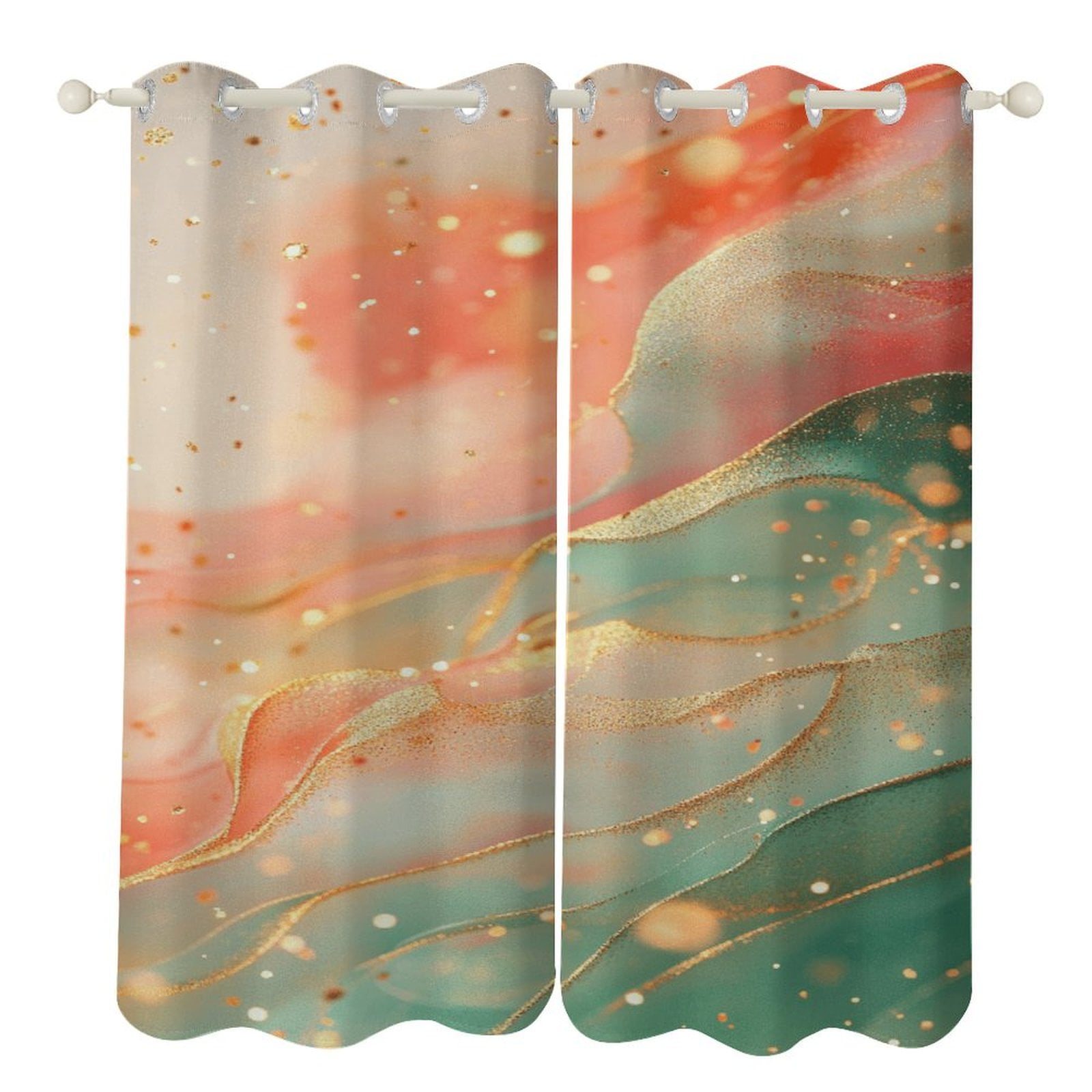 Purple Blue And Gold Wave Curtains Aesthetic Envrionmental Friendly ...