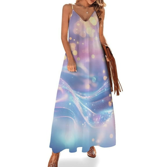Purple Blue And Gold Wave Fine Art Sleeveless Dress Summer Dress Woman 2025