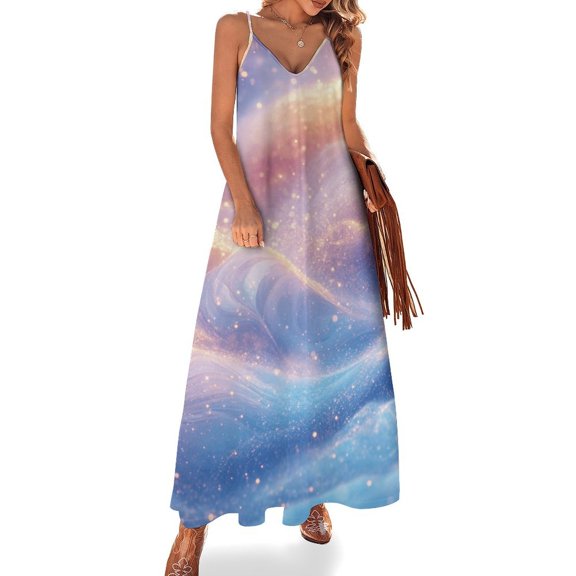 Purple Blue And Gold Wave Sleeveless Dress Woman Fashion Long Dresses Women's Summer Suit Dress Summer 2025 Women