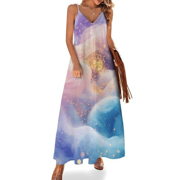 Purple Blue And Gold Wave Sleeveless Dress Women's Luxury Party Dress Birthday Dresses for Women