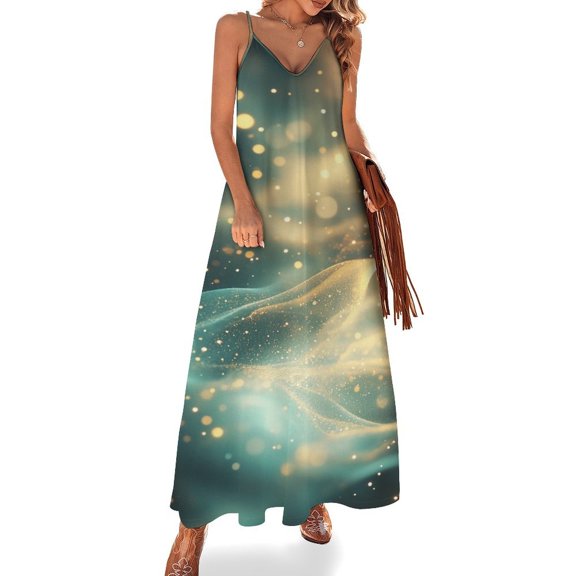 Purple Blue And Gold Wave Sleeveless Dress for Women Clothing Female Women's Summer Skirt