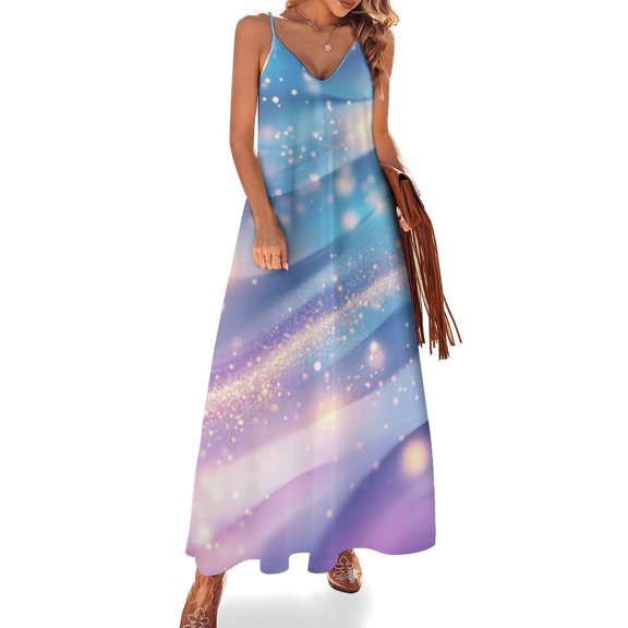 Purple Blue And Gold Wave Sleeveless Dress for Women Clothing Female Women's Summer Skirt