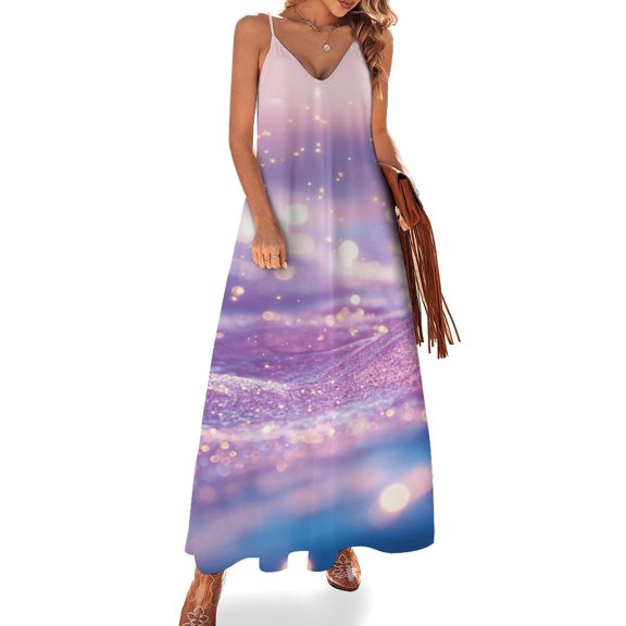 Purple Blue And Gold Wave Sleeveless Dress for Women Clothing Female Women's Summer Skirt