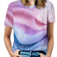 thumbnail image 1 of Purple Blue And Gold Wave Women's T-Shirt Short Sleeve T Shirts Tops Tee Ladies Loose T, 1 of 6