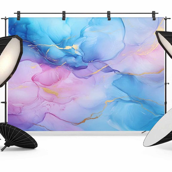 Purple Blue Backdrop for Photography,Fabric Photo Background Backdrop,Modern Ink Painting Abstract Art Marble Photo Booth Background for Portrait Photoshoot Video Wedding Decoration Banner 8x6ft