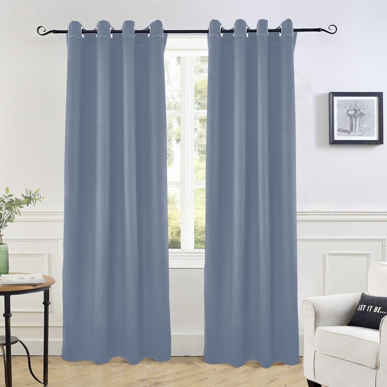 Purple Blue Blackout Curtains For Bedroom Thermal Insulated Grommet
