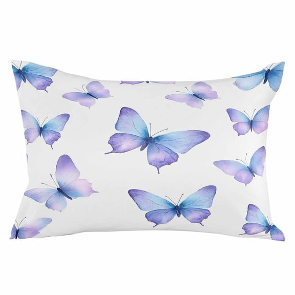 Purple Blue Butterfly Throw Pillow Cover 24 x 36 Inch Decorative Pillow Cover Elegance Butterflies Watercolors Lumbar Pillowcase Seasonal Rectangle Cushion Case for Couch Sofa Bed Living Room
