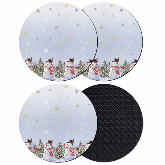 Purple Blue Christmas Snowman Coasters Set of 4, Absorbent Coasters for Drinks, Winter Xmas Tree Snowflakes Coaster for Desk Coffee Table Protection, Home Decor House Warming Gifts 4"