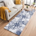 thumbnail image 1 of Purple Blue Compass 2'x6' Runner Rugs for Hallway Kitchen Bedside Non Slip Washable, Vintage Nautical Summer Ocean Shell Entryway Rug Runners with Rubber Backing, Long Carpet Runner for Laundry Room, 1 of 8