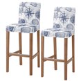 thumbnail image 1 of Purple Blue Compass Bar Stool Cover Set of 2, Vintage Nautical Summer Ocean Shell Stretch Bar Chair Cover, Removable Washable Pub Counter Stool Chair Slipcover for Kitchen Dining Room Pub Cafe, 1 of 9
