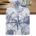 thumbnail image 1 of Purple Blue Compass Table Runner 72 Inches, Vintage Nautical Summer Ocean Shell Bed Runner Dresser Scarves Tabletop for Indoor Outdoor Parties/Ceremony/Banquet, 18" x 72", 1 of 9